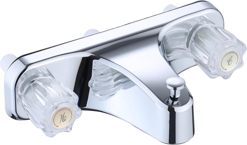 gcbcrit Mobile Home RV Tub Shower Center-Set Faucet, 8 inch, 2-Handle Wall Mount Shower Valve, RV and Motor Home Bath Tub & Shower Faucet with Clear Acrylic Knobs (Chrome) - Image 1